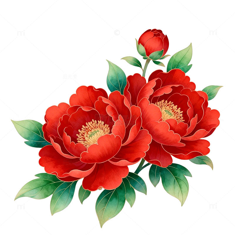 传统花卉艺术插画