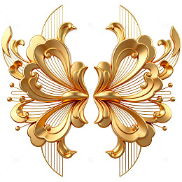 金色对称花纹装饰图案