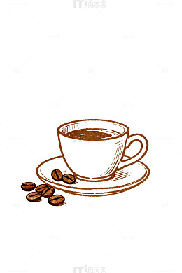 手绘咖啡杯插画素材