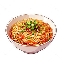 卡通风格红油拌面插画素材