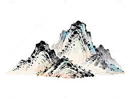 水墨山水画风格山峦艺术图案