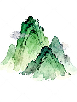 水墨山水画风格山峰插画