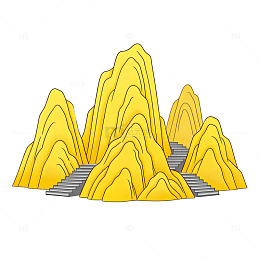 卡通山水画风格山峰图案