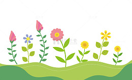 卡通风花草图案插画设计素材