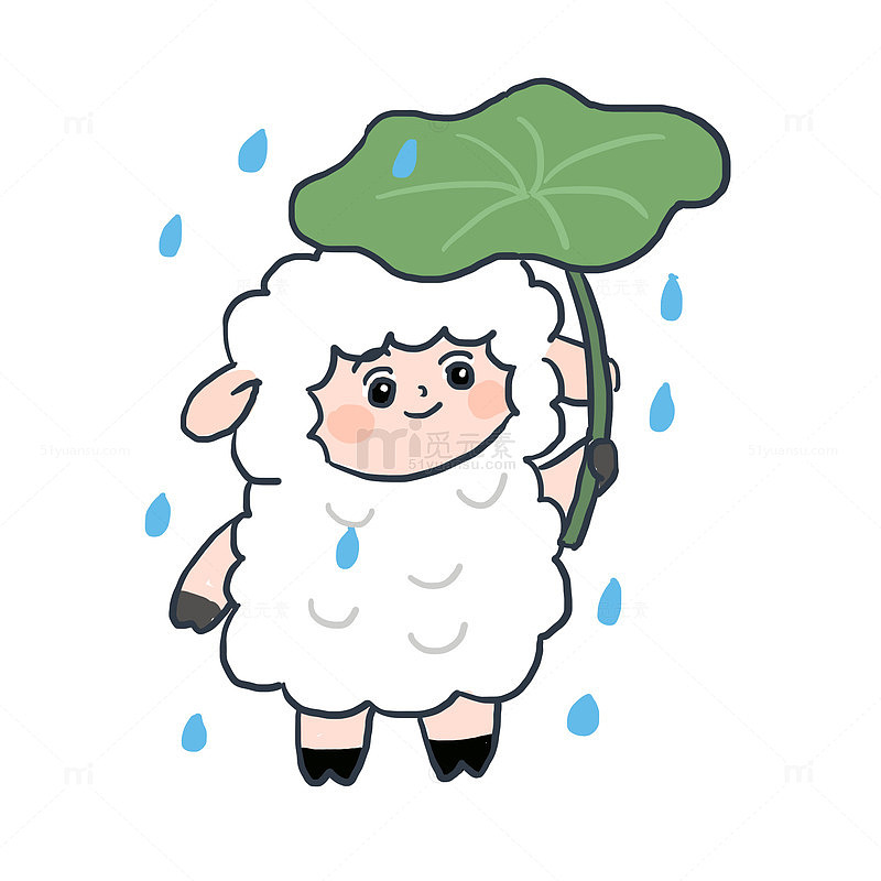 春天下雨春雨绵羊元素