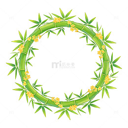 翠绿竹环桂花装饰图案