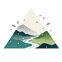 山水风光简约插画