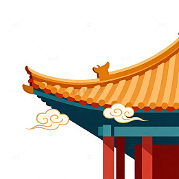 传统中式屋檐插画素材
