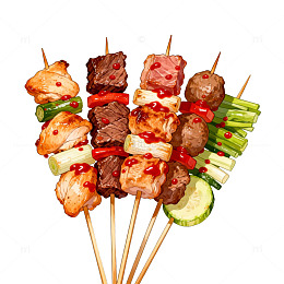 美食烧烤串插画设计素材