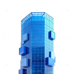 蓝色现代高层建筑设计图