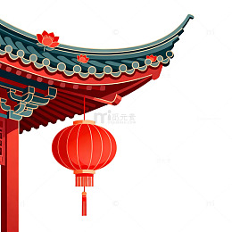 传统中国风建筑红灯笼元素设计