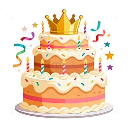卡通风格生日蛋糕设计元素