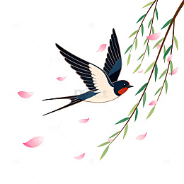 春日燕子飞柳插画