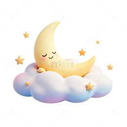 卡通月亮云朵星星插画