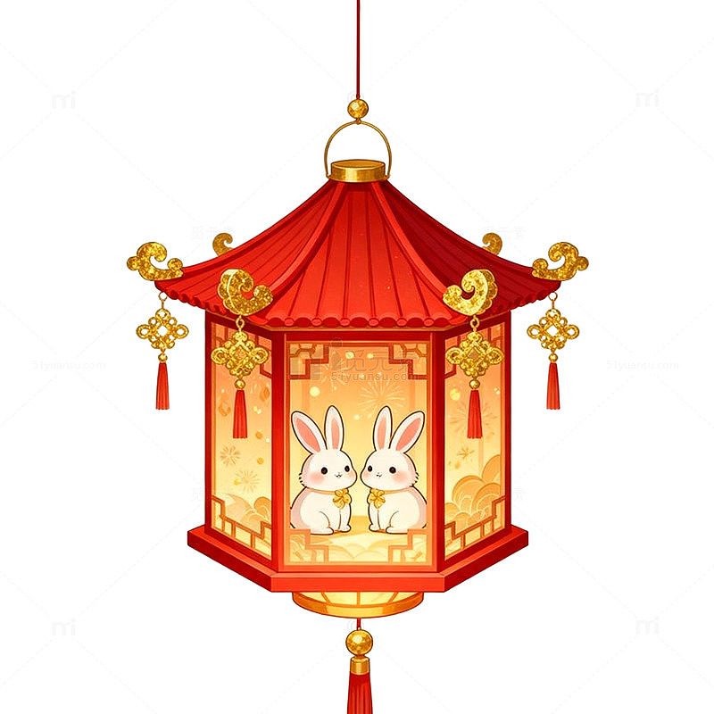 中国传统节日兔子灯笼设计
