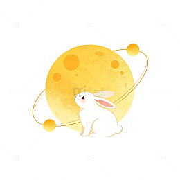 卡通兔月亮节日插画