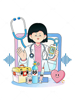 卡通医生护士医疗人物扁平化插画素材