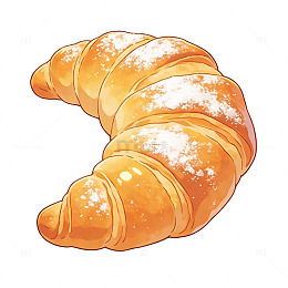 糖霜牛角面包手绘插画