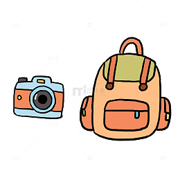 手绘卡通涂鸦五一旅行免抠元素