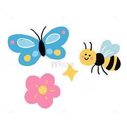 手绘卡通春天涂鸦元素