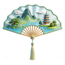 中国风山水扇面工艺品