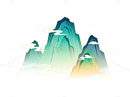 水墨山水画云雾缭绕