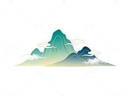 山水画风格云雾缭绕矢量插画
