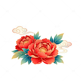 传统中国风牡丹花卉图案设计素材