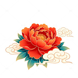 传统牡丹云纹图案设计元素
