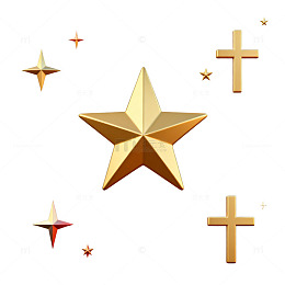 金色星形与十字架装饰图案