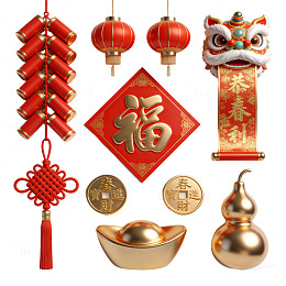 中国风春节装饰元素矢量素材