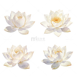 清新手绘风格的淡色治愈莲花插画