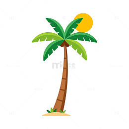 卡通风格棕榈树夏日插画