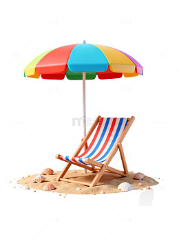 海滩休闲椅与伞