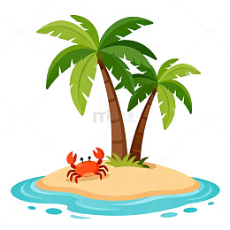 卡通热带岛屿插画