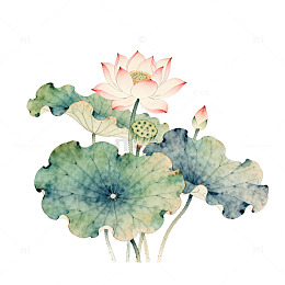 水墨风荷花国画元素设计素材