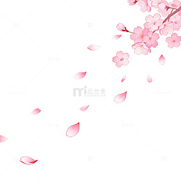 樱花飘落春日图