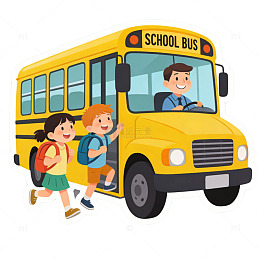 卡通校车学生上学图