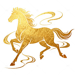 金色骏马图案艺术插画