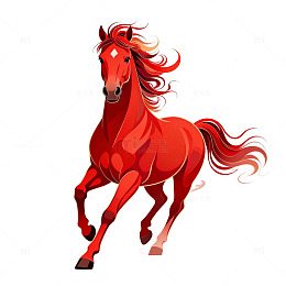 红马奔腾插画艺术