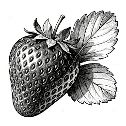 黑白素描草莓插图