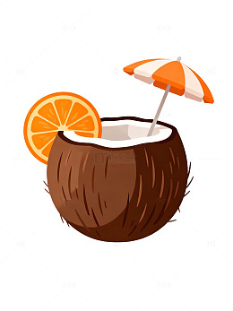 卡通椰子饮料插画素材