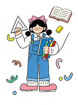 开学季卡通学生文具插画设计元素