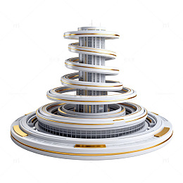 未来派螺旋形建筑模型