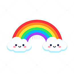 卡通彩虹云朵插画