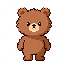 卡通棕色小熊插画设计素材