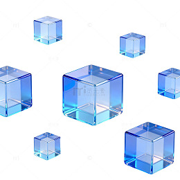 透明水晶方块3D渲染图