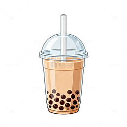 透明杯珍珠奶茶插画素材