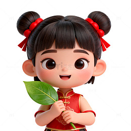 卡通中国风小女孩插画