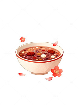 卡通腊八粥插画设计